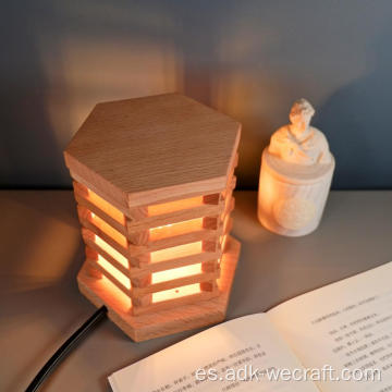 Lámpara de madera hexagonal lámpara de noche lámpara de noche